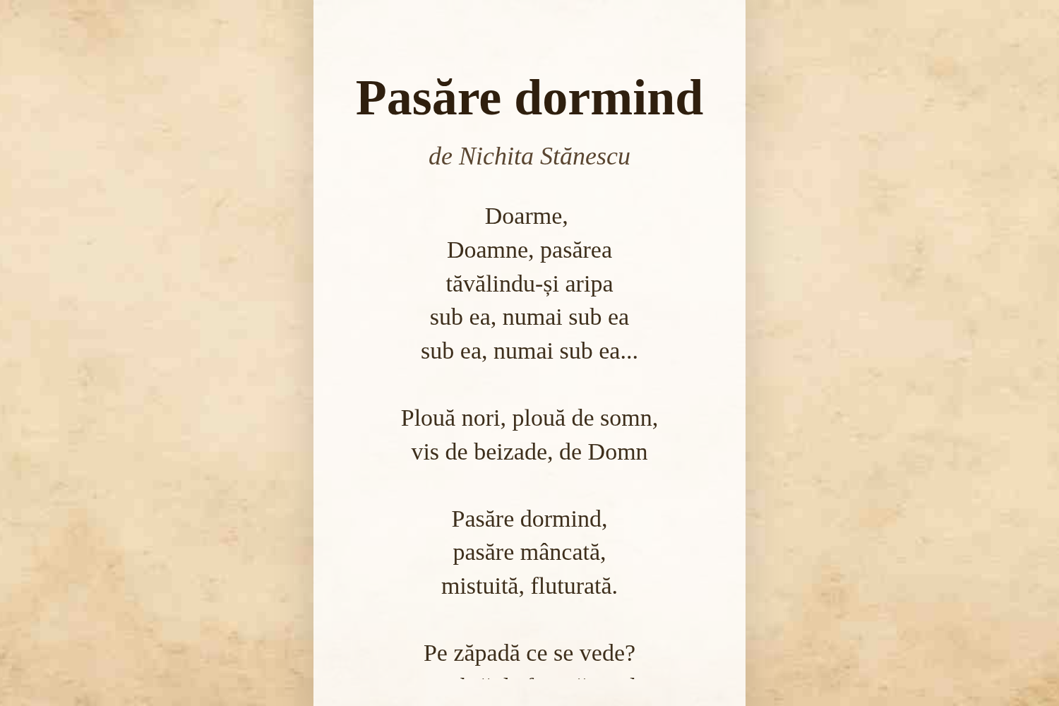 Pasăre dormind