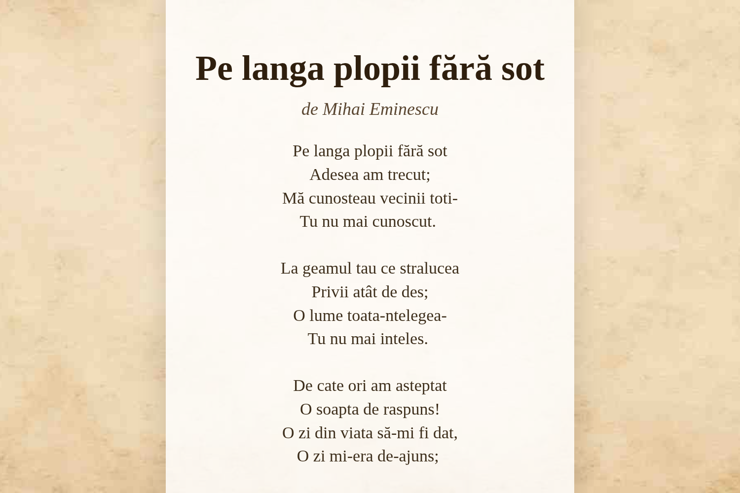 Pe langa plopii fără sot