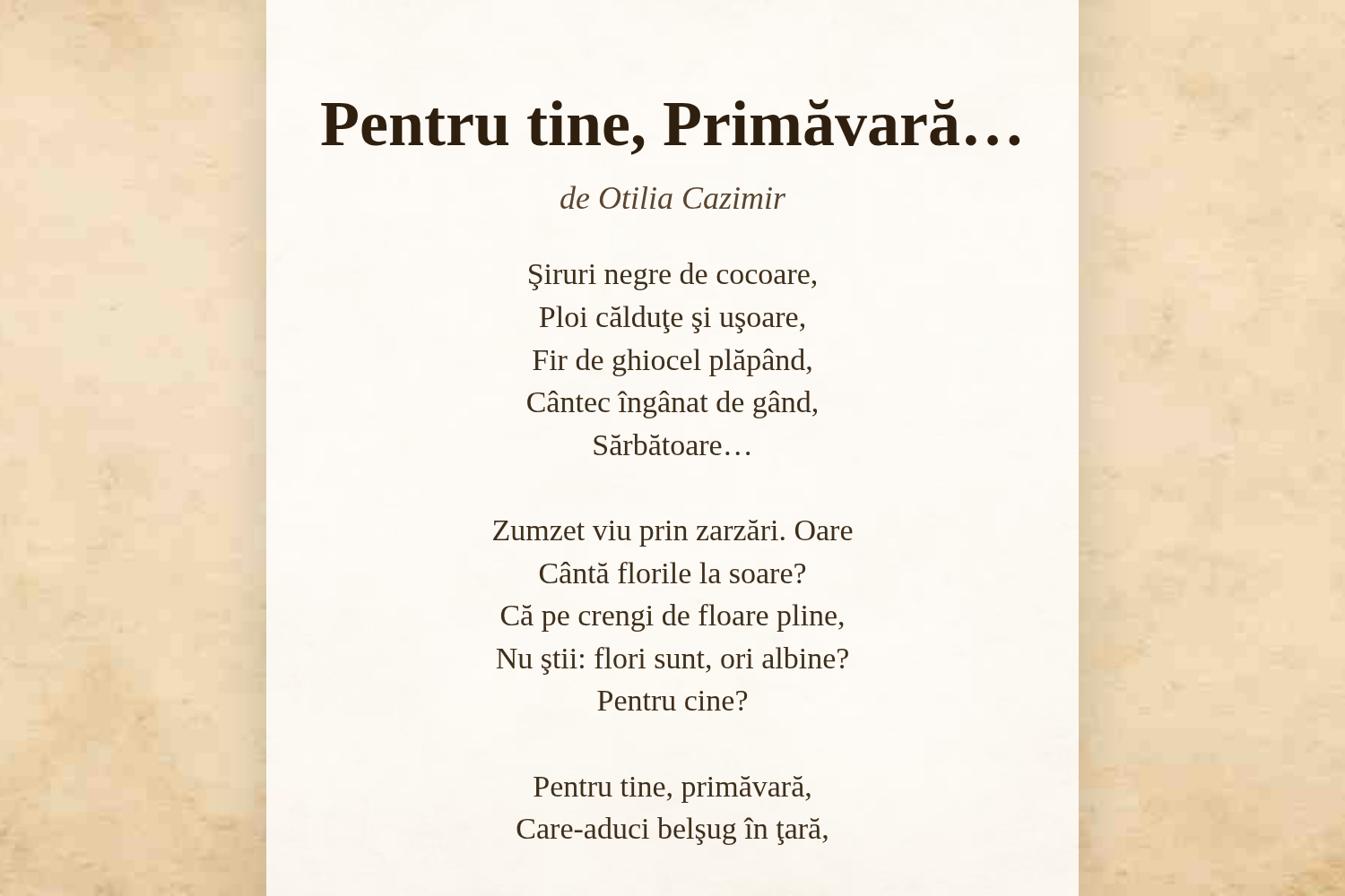 Pentru tine, Primăvară…