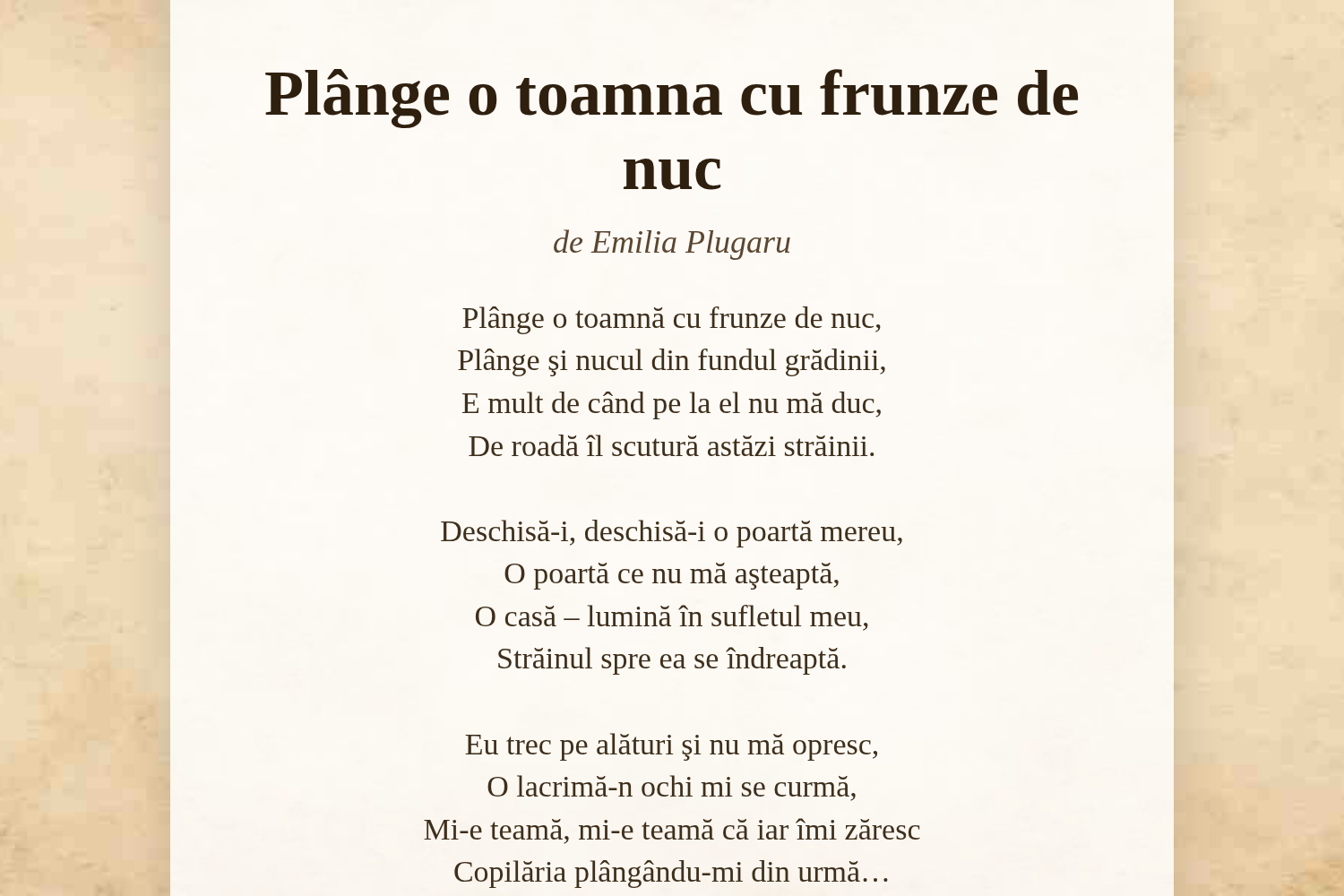 Plânge o toamna cu frunze de nuc