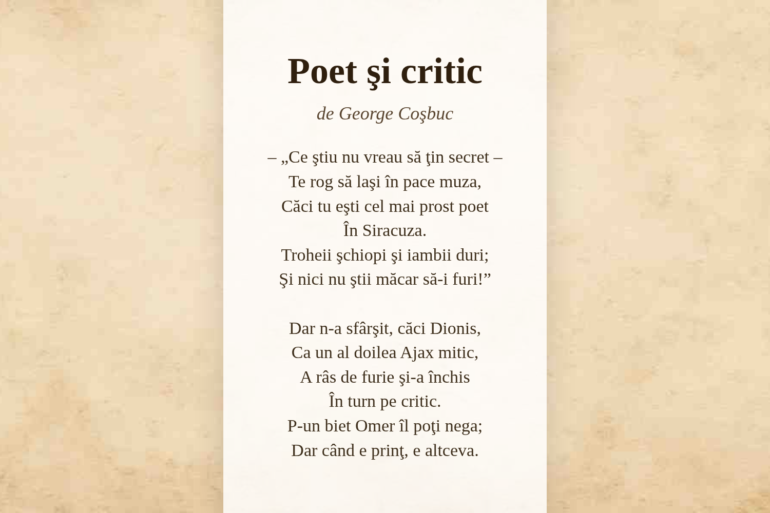 Poet şi critic