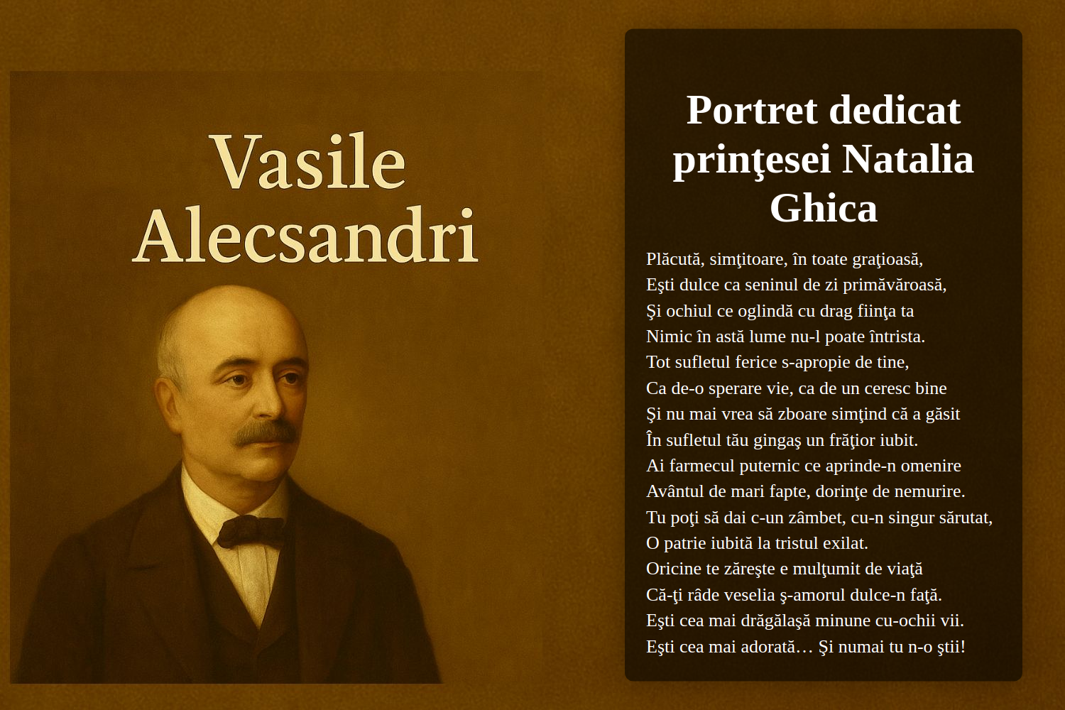 Portret dedicat prinţesei Natalia Ghica
