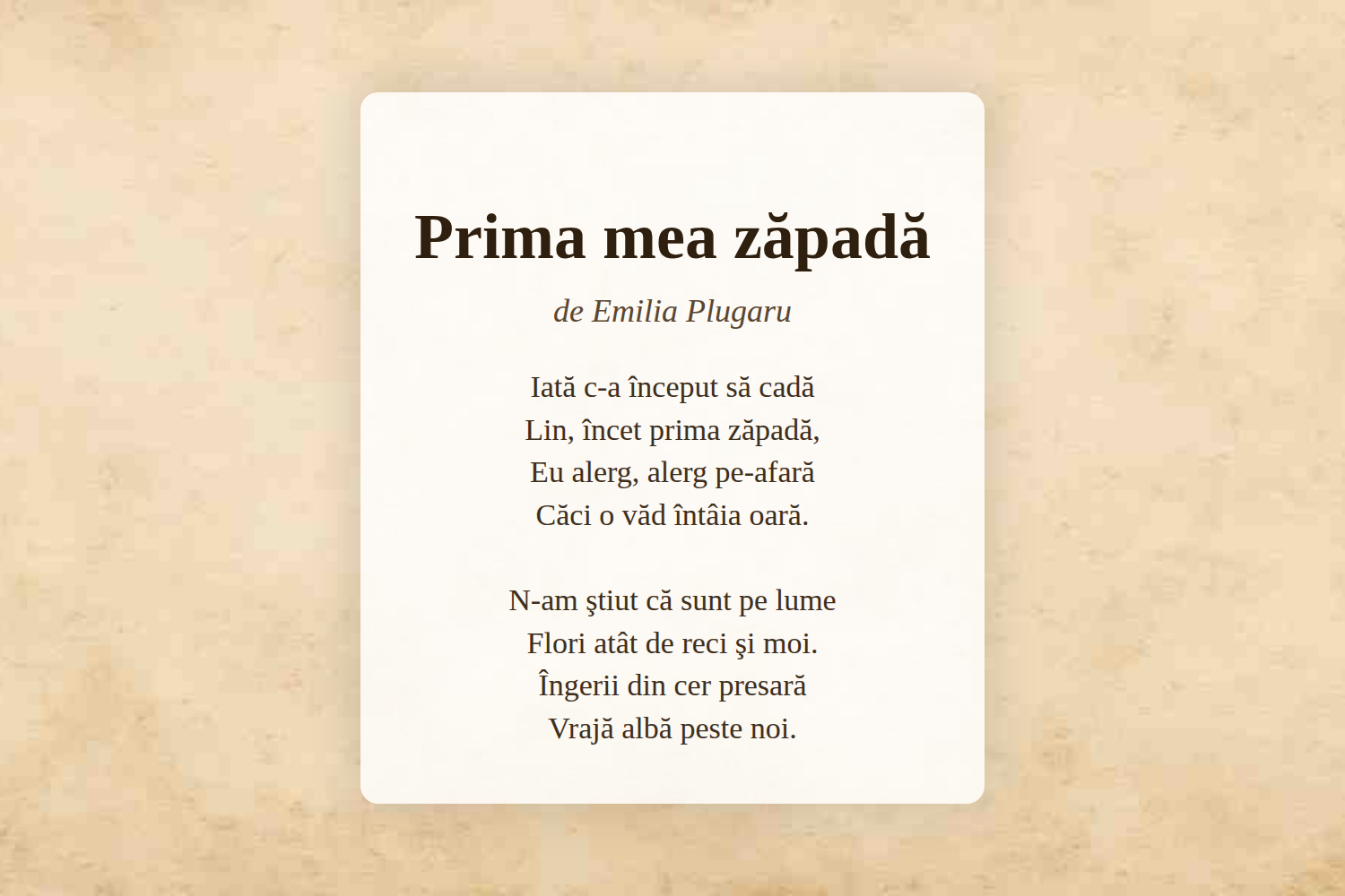 Prima mea zăpadă
