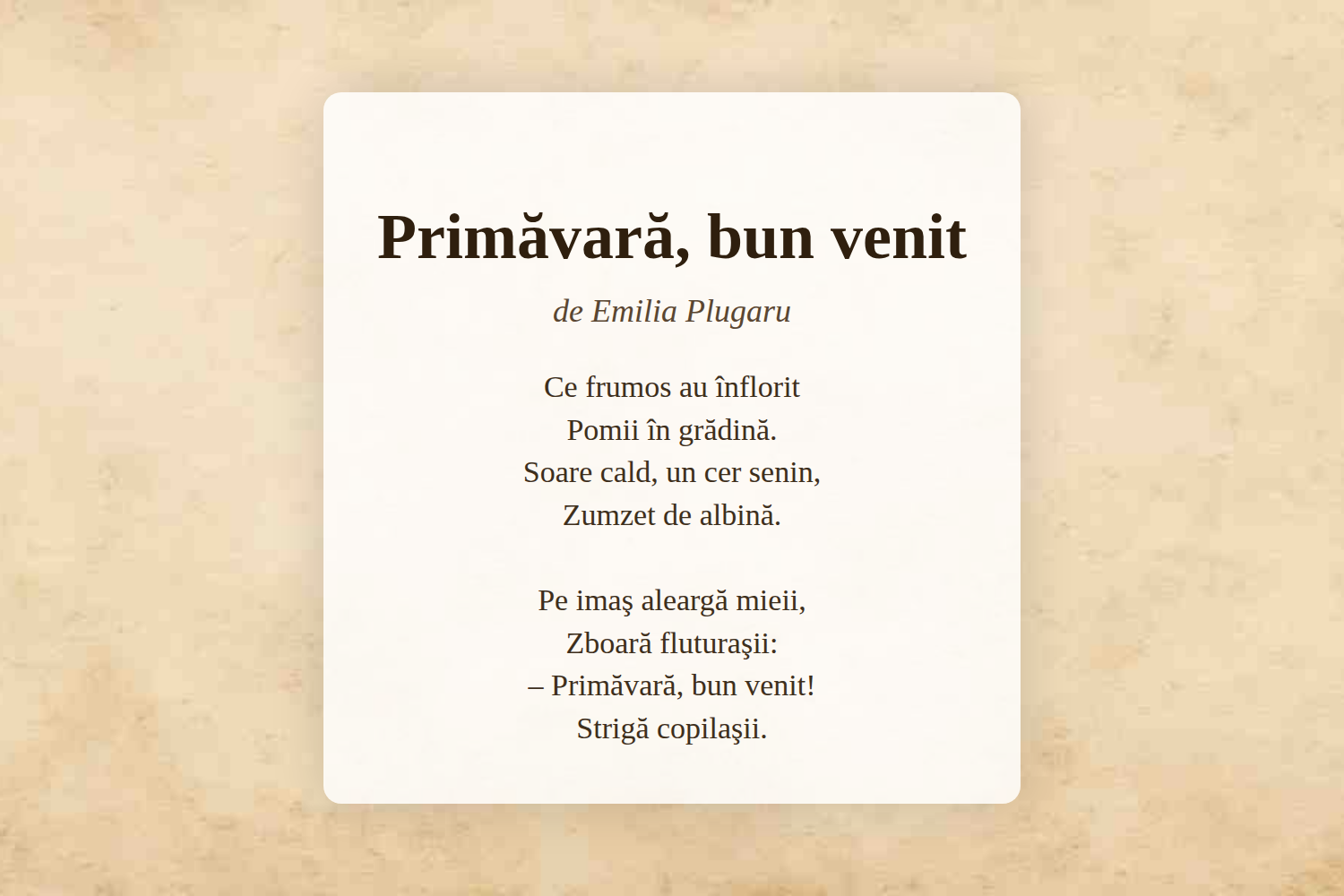 Primăvară, bun venit