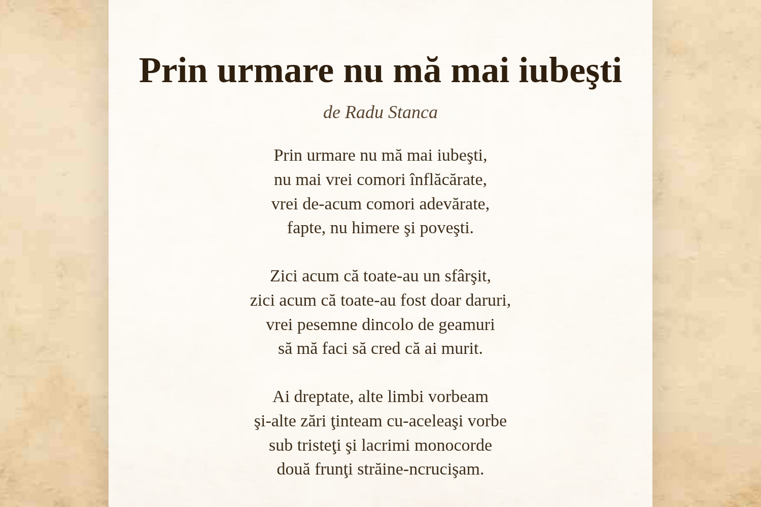 Prin urmare nu mă mai iubeşti