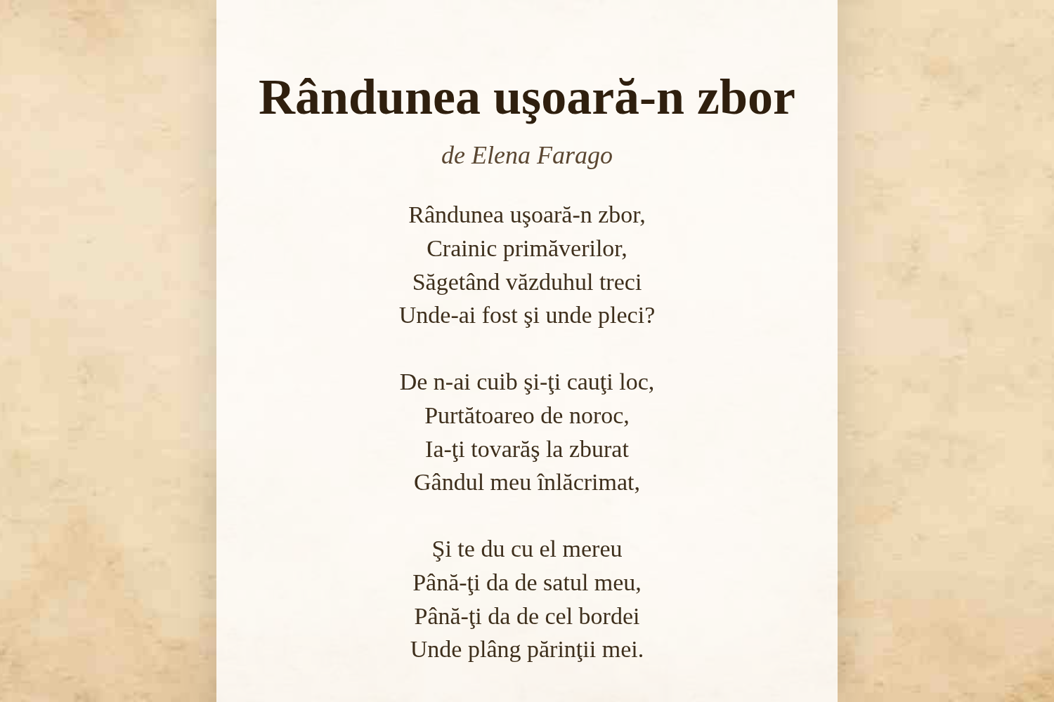 Rândunea uşoară-n zbor