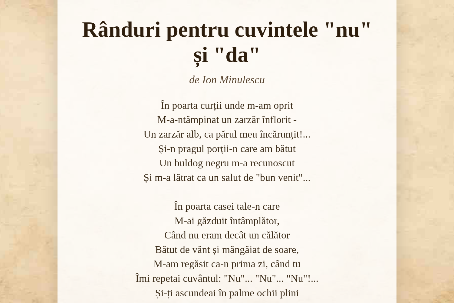 Rânduri pentru cuvintele "nu" și "da"