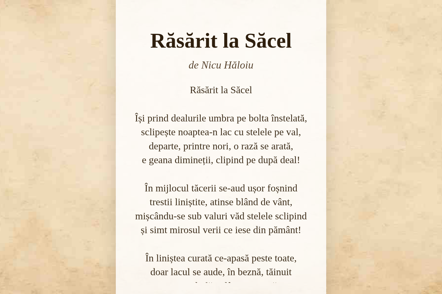 Răsărit la Săcel