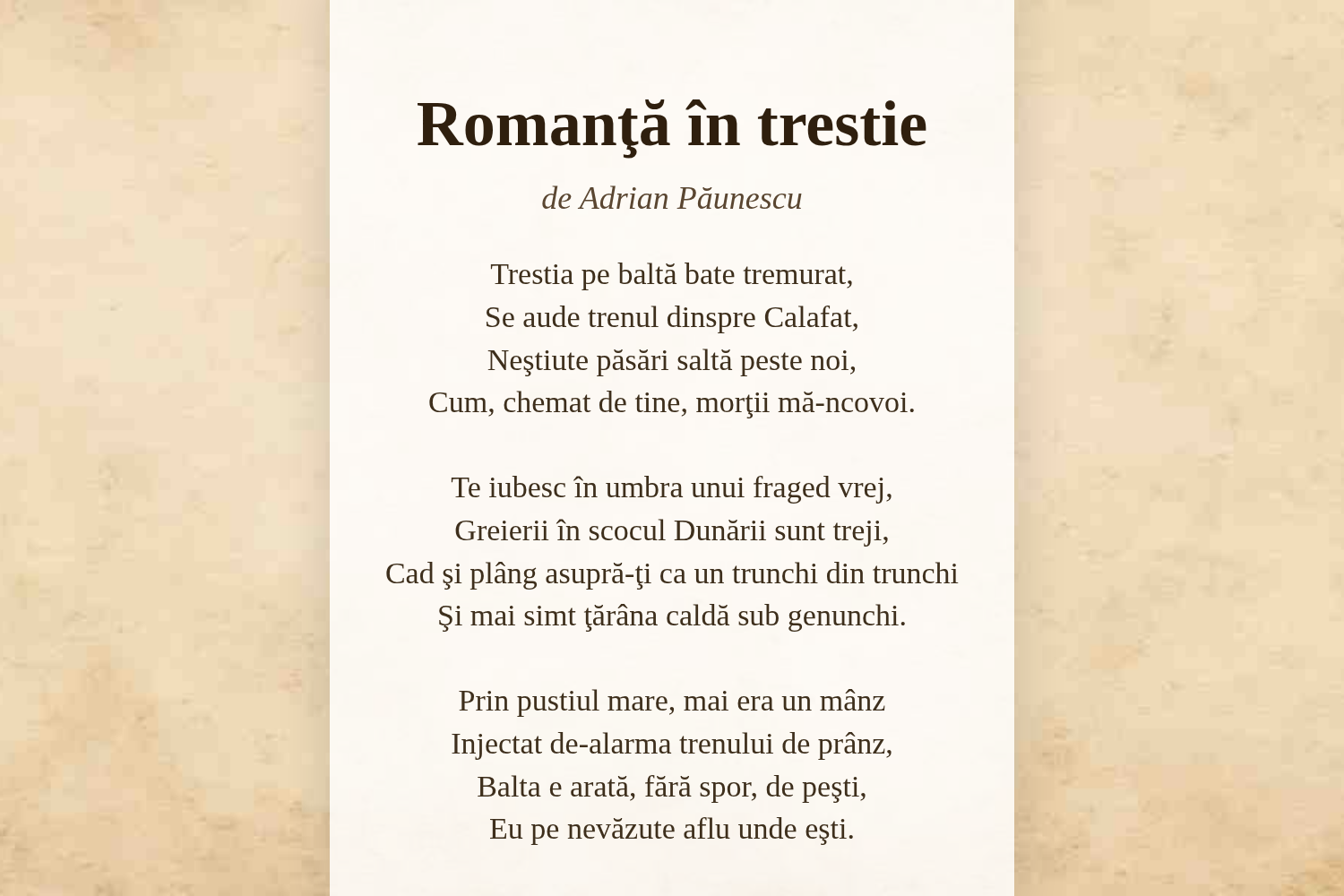 Romanţă în trestie