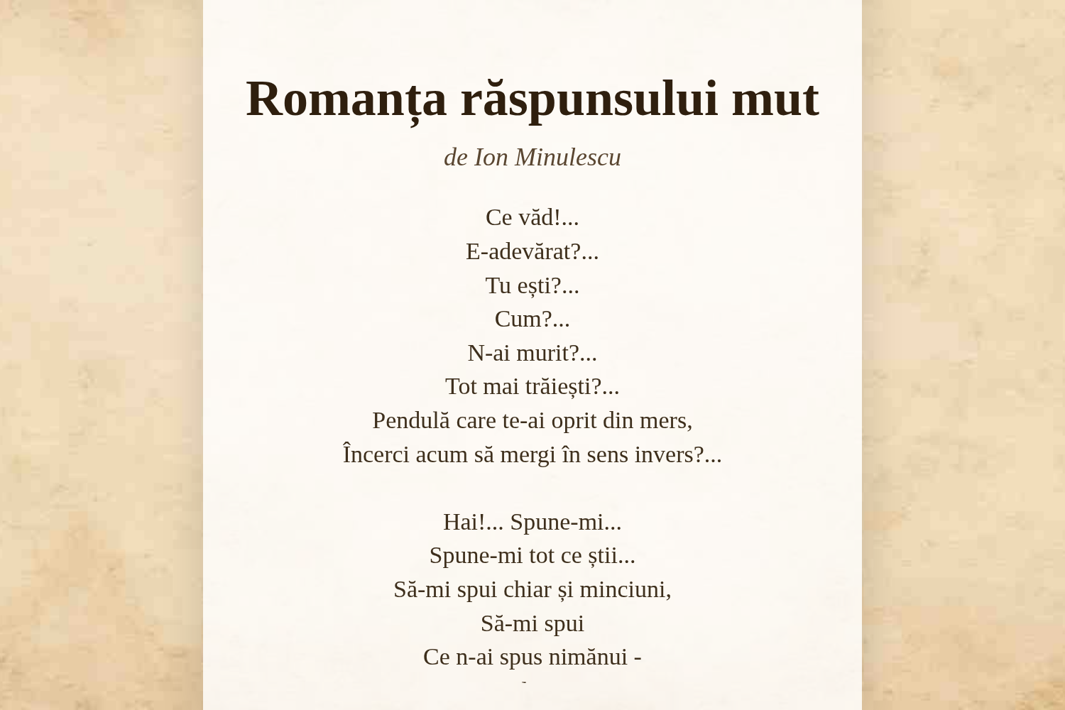 Romanța răspunsului mut