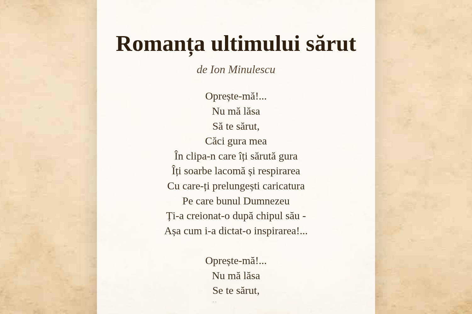 Romanța ultimului sărut