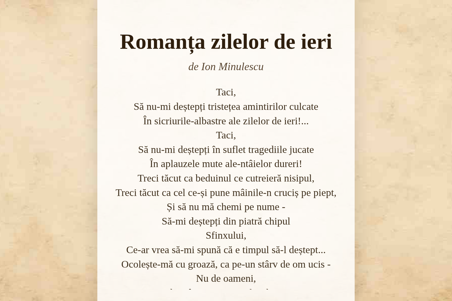 Romanța zilelor de ieri