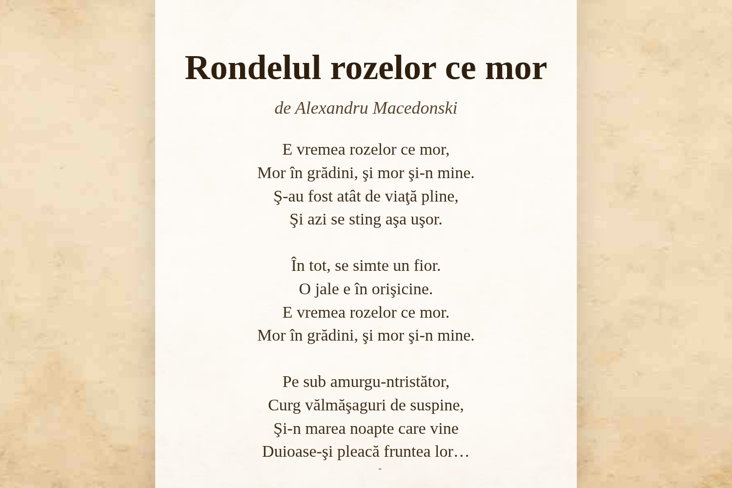 Rondelul rozelor ce mor