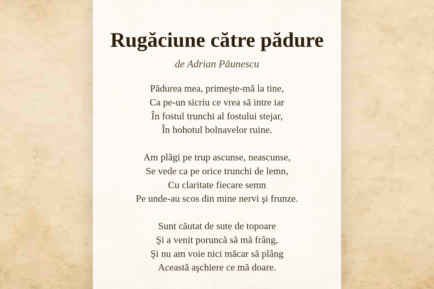 Rugăciune către pădure