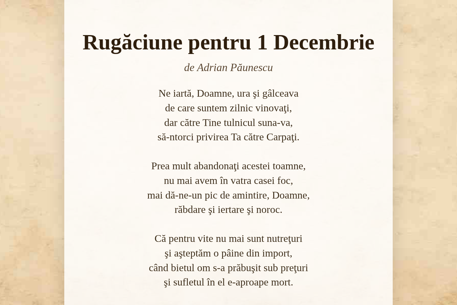 Rugăciune pentru 1 Decembrie