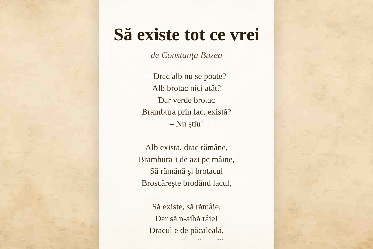 Să existe tot ce vrei