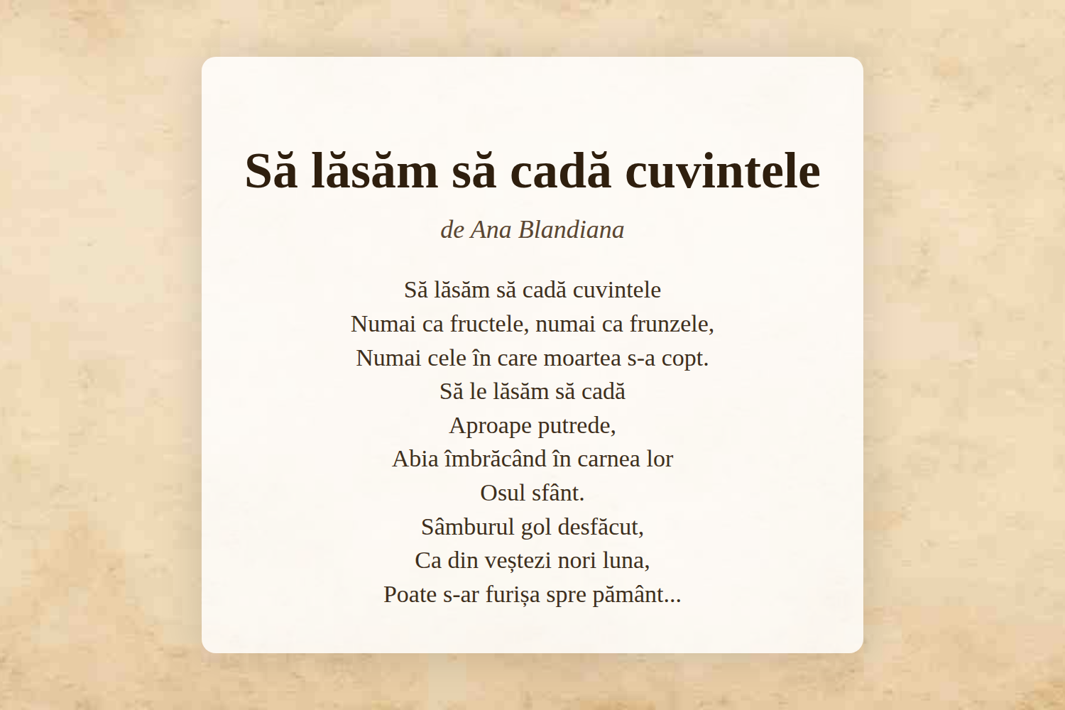Să lăsăm să cadă cuvintele