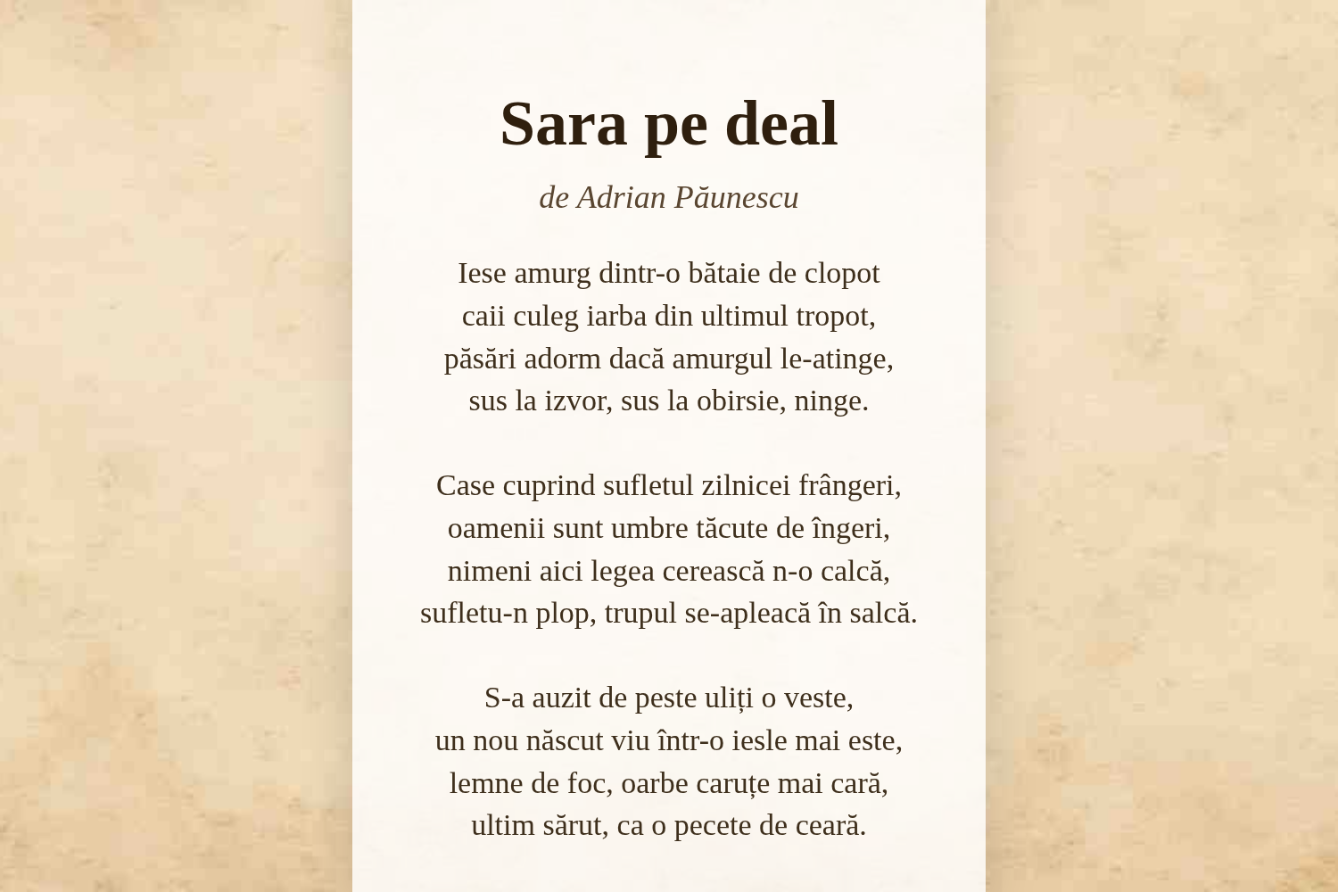 Sara pe deal