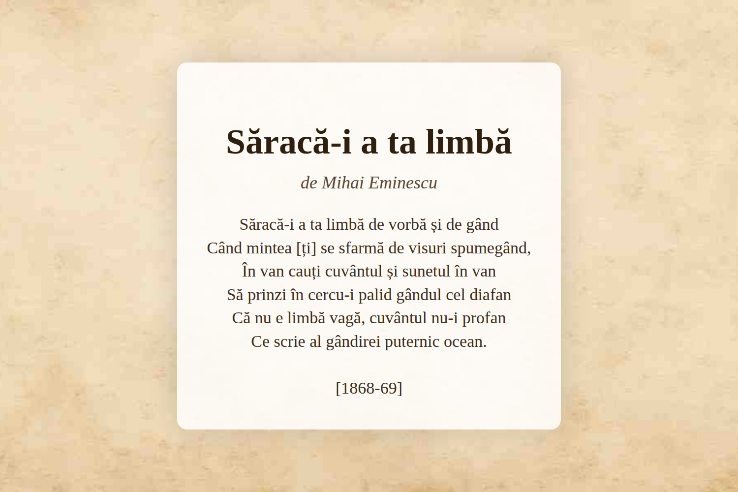 Săracă-i a ta limbă