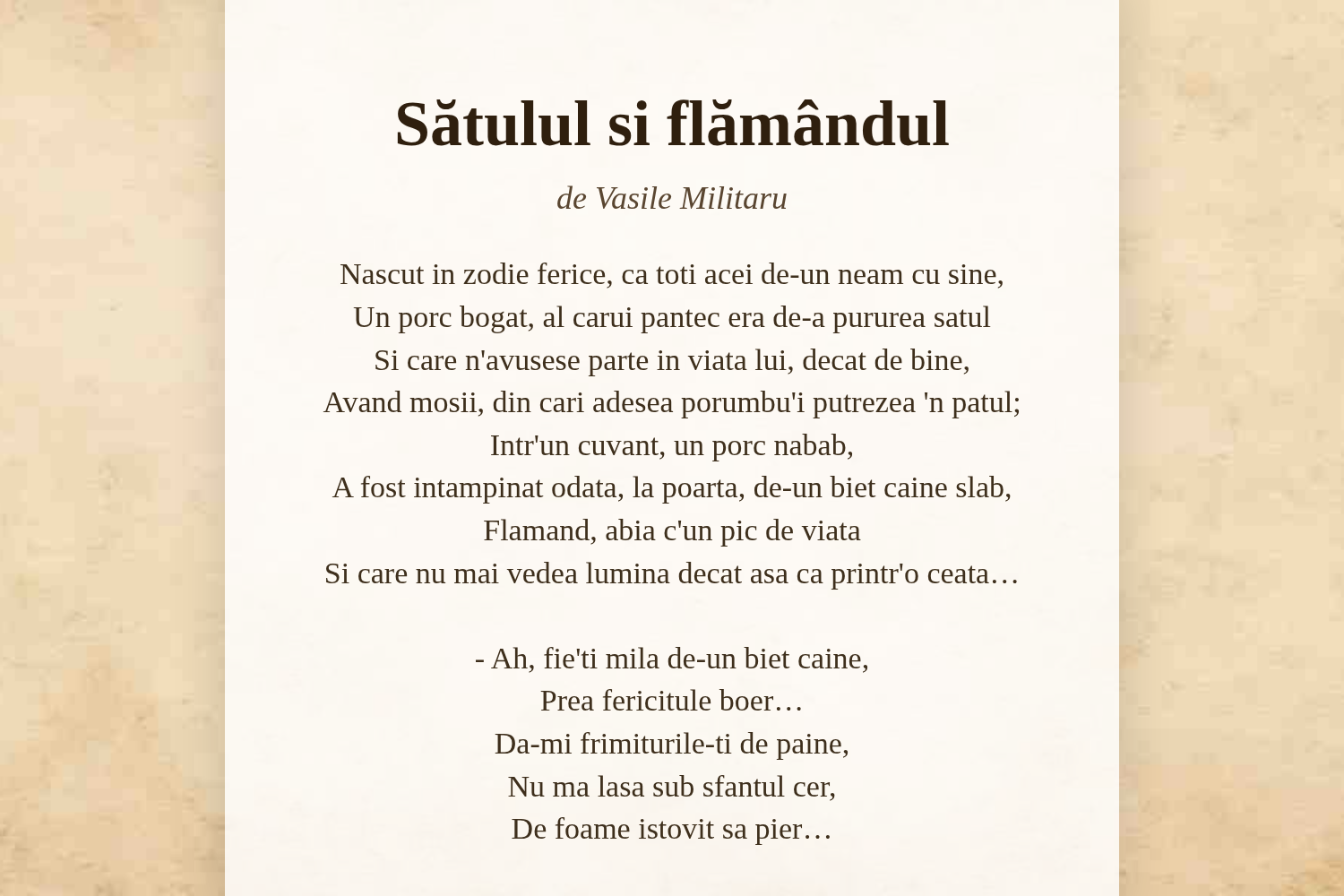Sătulul si flămândul