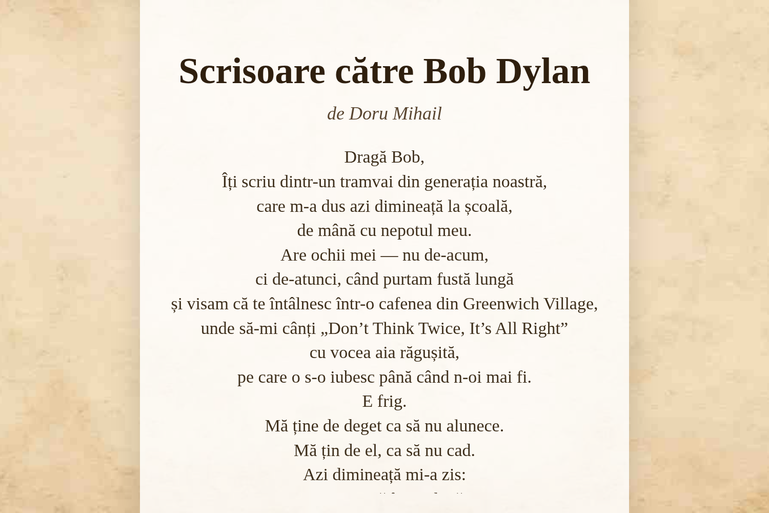 Scrisoare către Bob Dylan