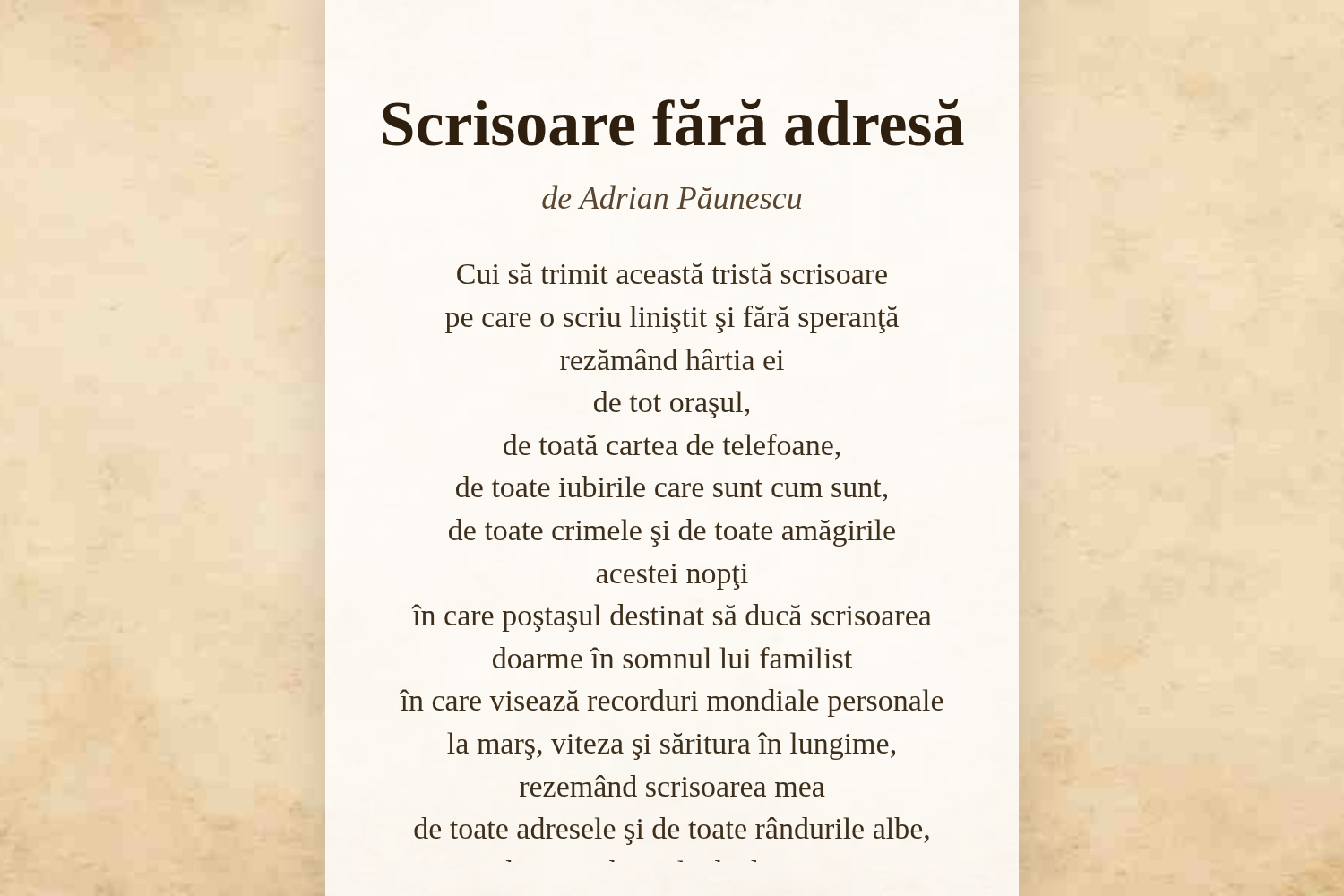 Scrisoare fără adresă