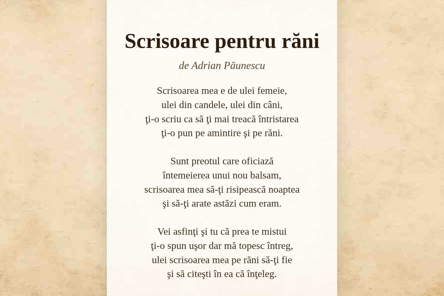 Scrisoare pentru răni