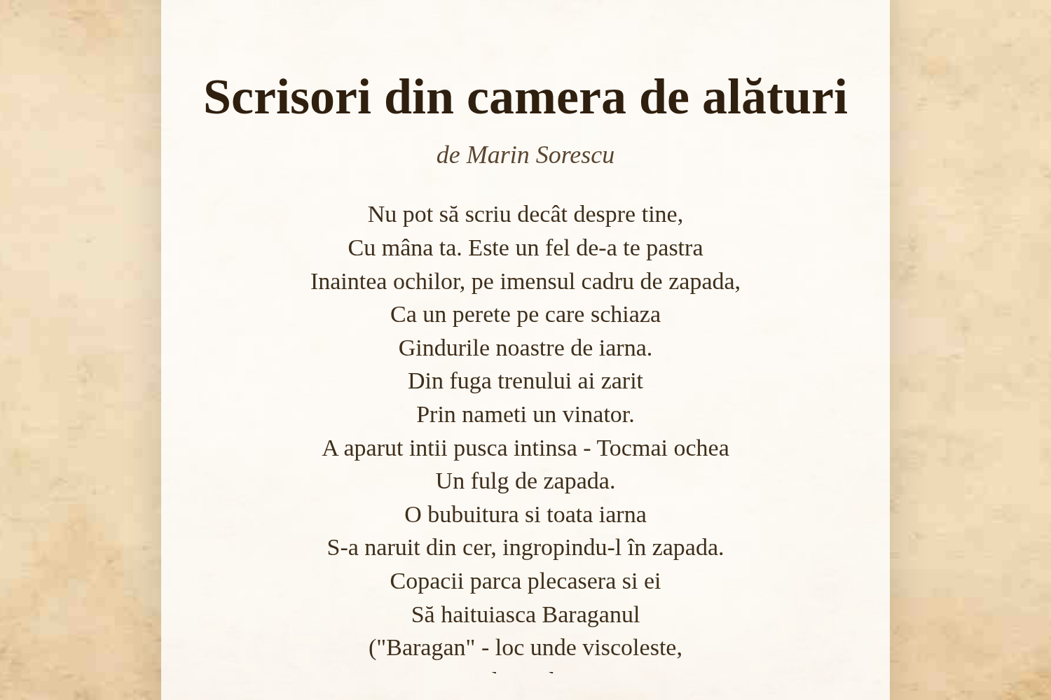 Scrisori din camera de alături