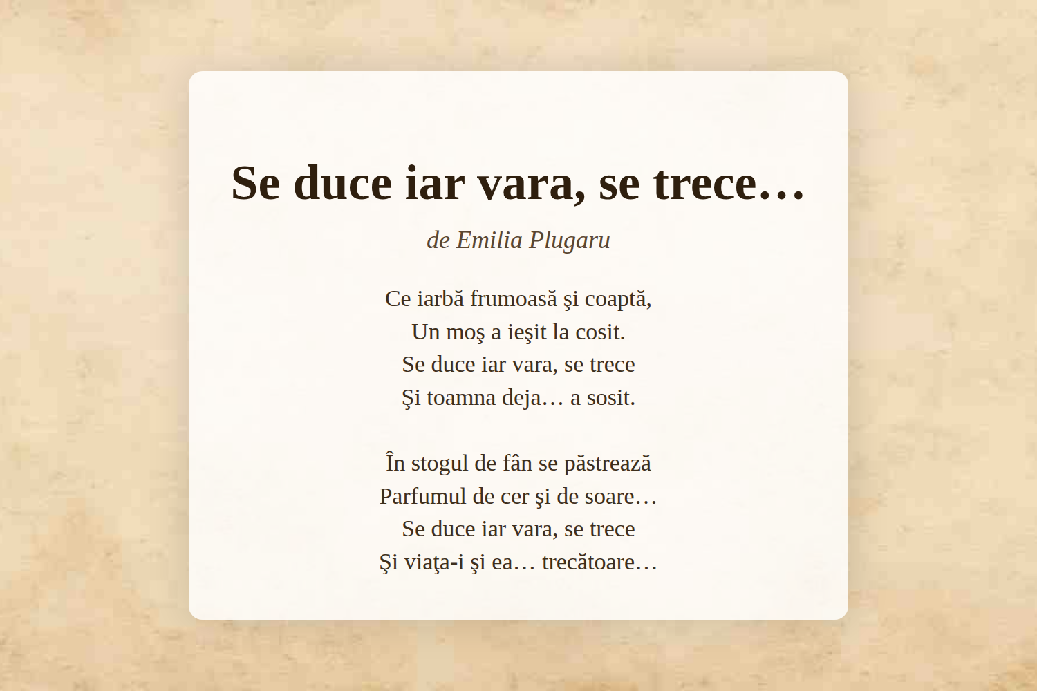Se duce iar vara, se trece…