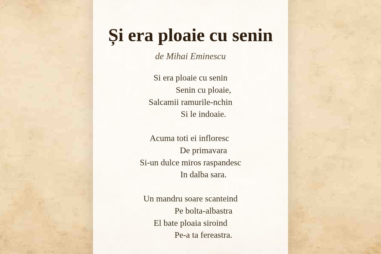 Și era ploaie cu senin
