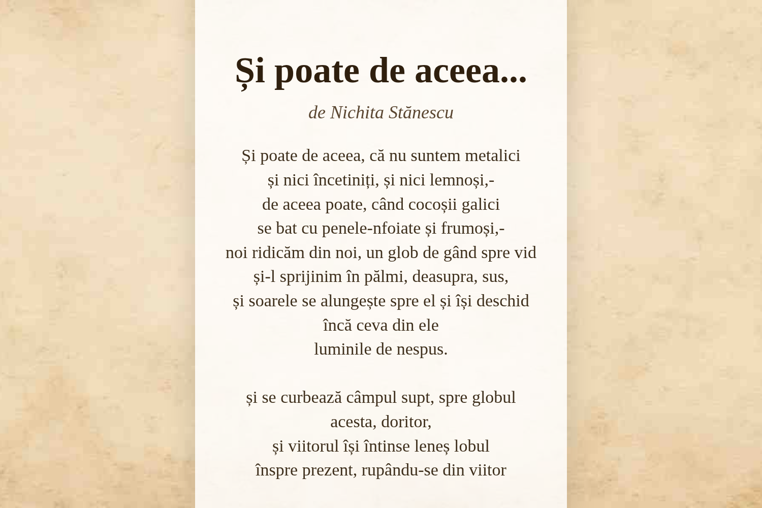 Și poate de aceea...