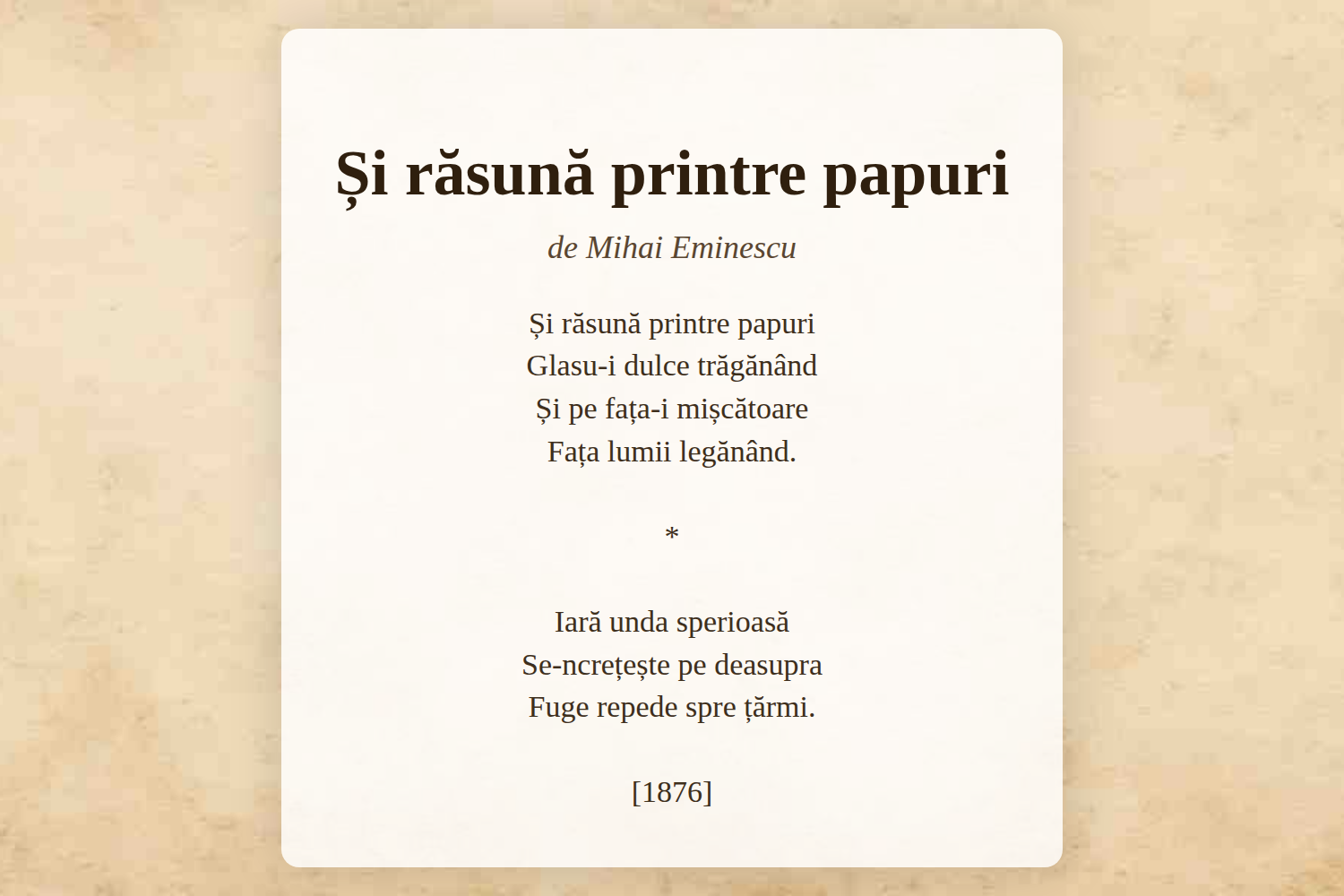 Și răsună printre papuri