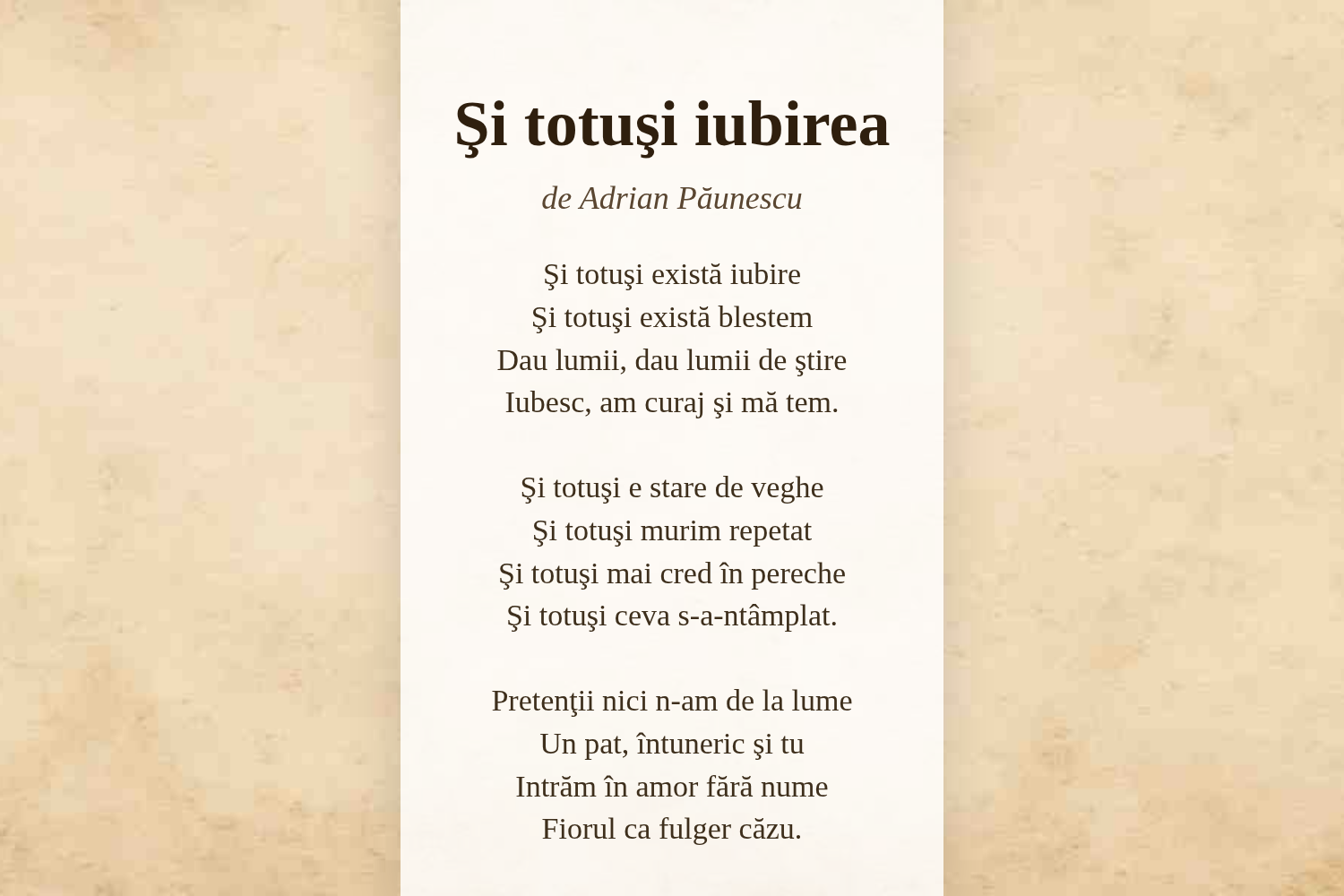 Şi totuşi iubirea