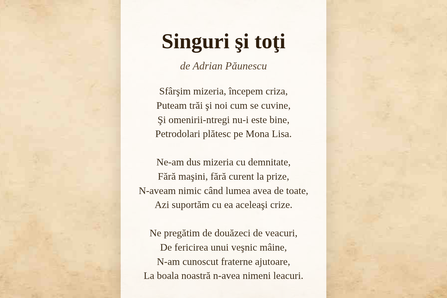 Singuri şi toţi