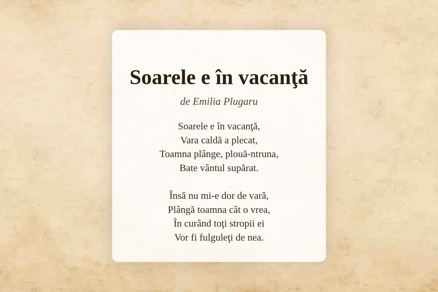Soarele e în vacanţă