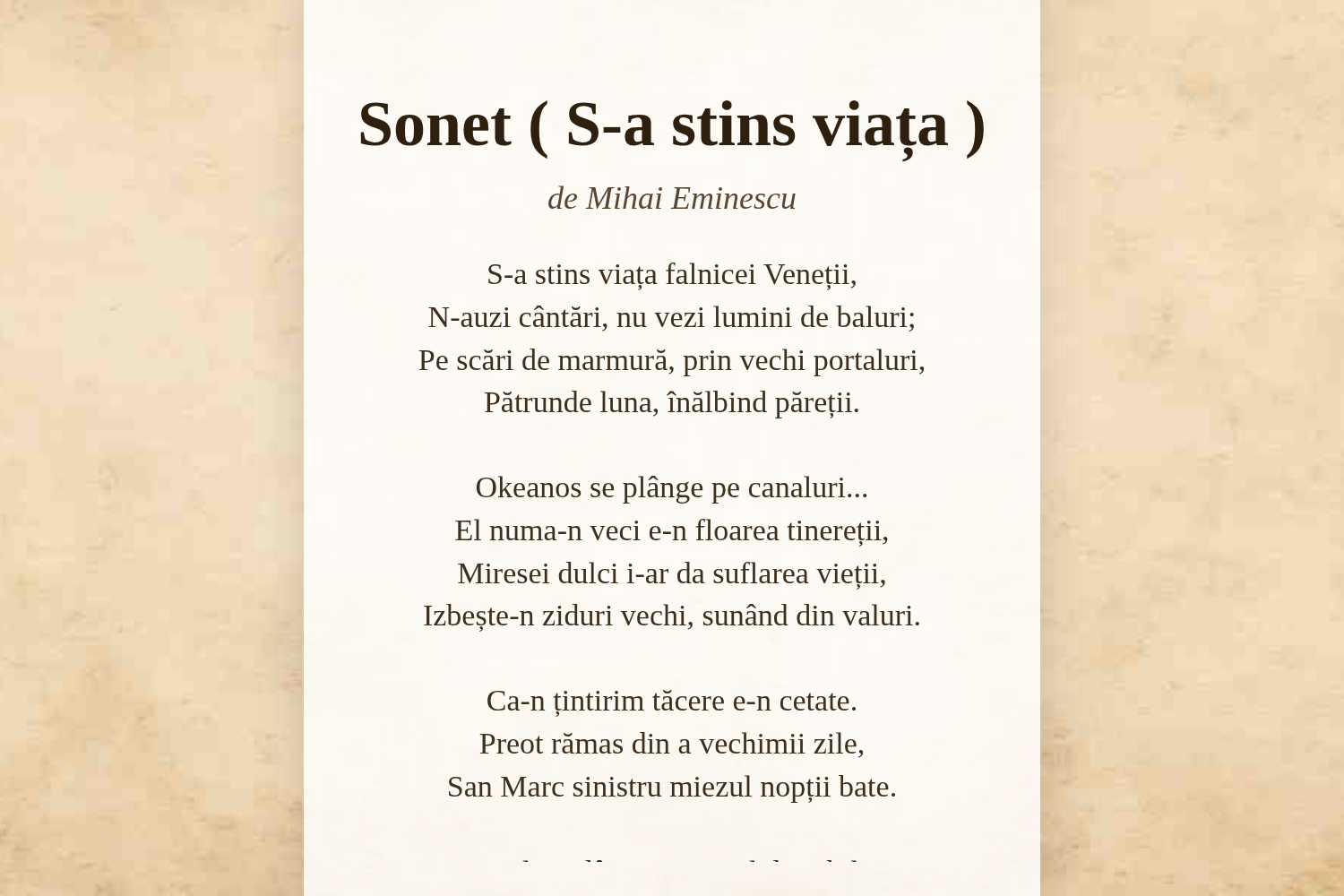 Sonet ( S-a stins viața )