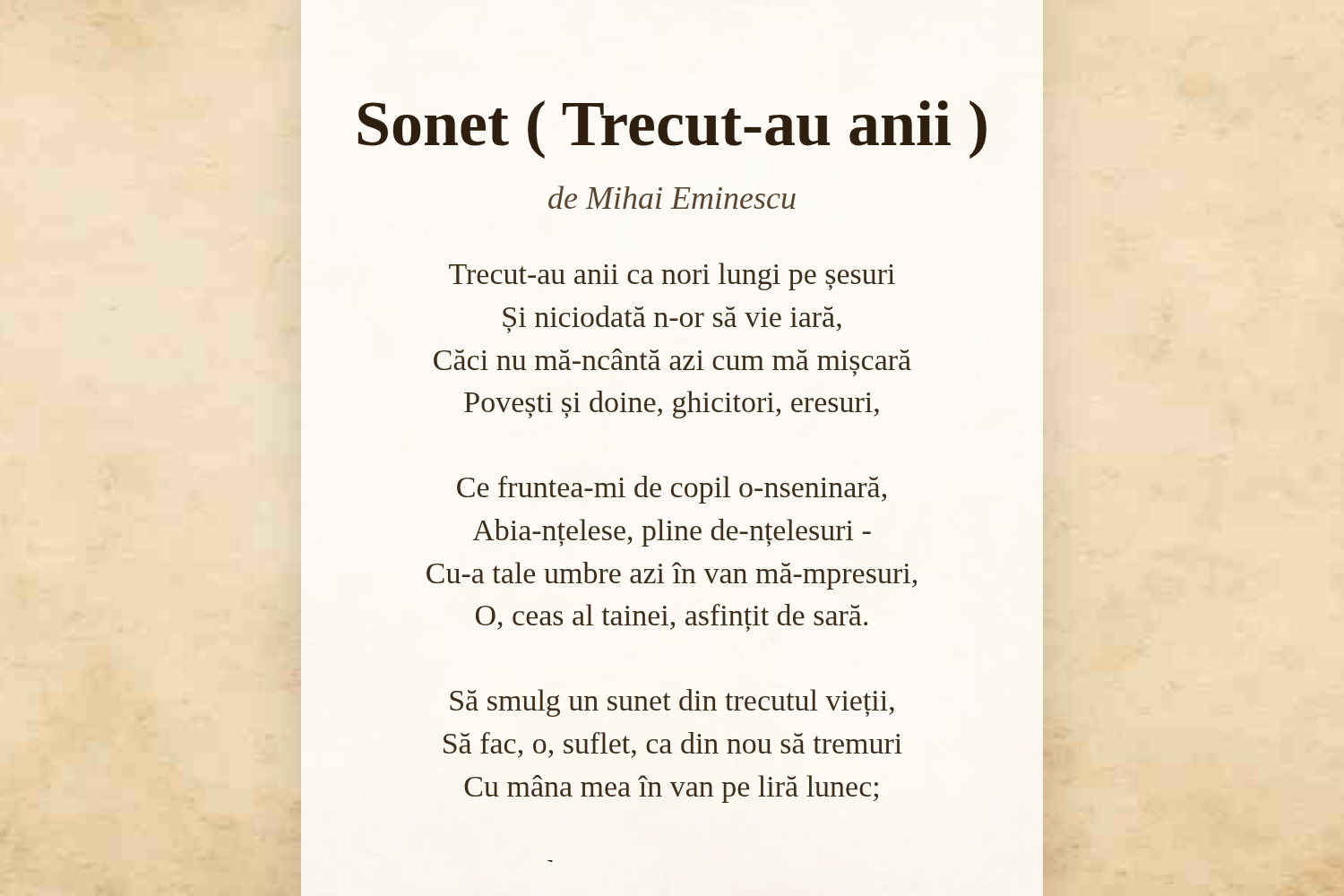 Sonet ( Trecut-au anii )