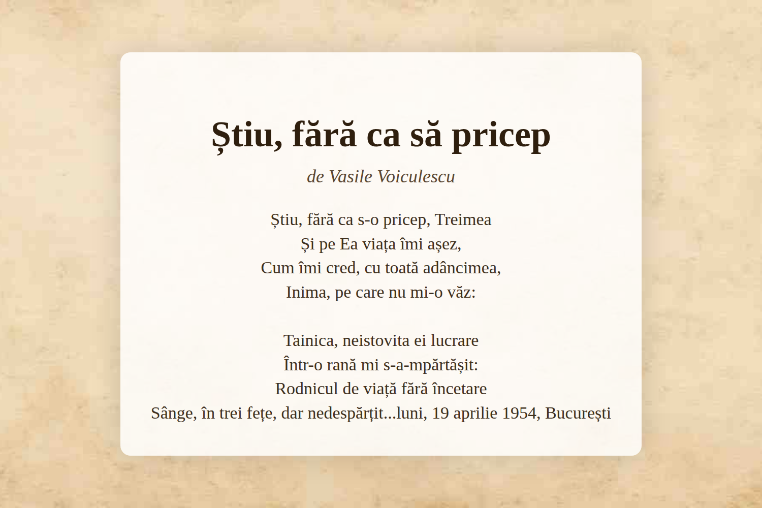 Știu, fără ca să pricep
