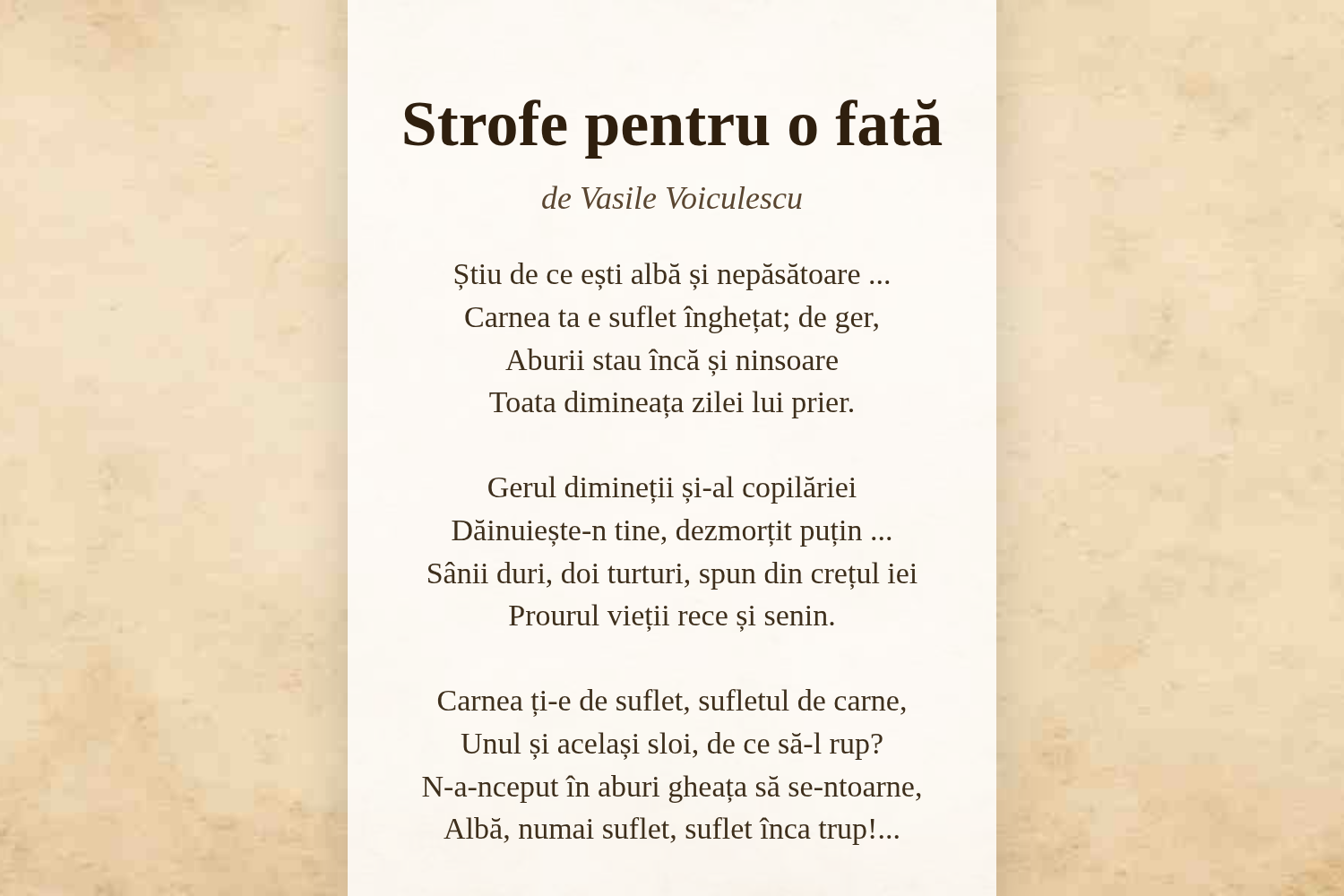 Strofe pentru o fată