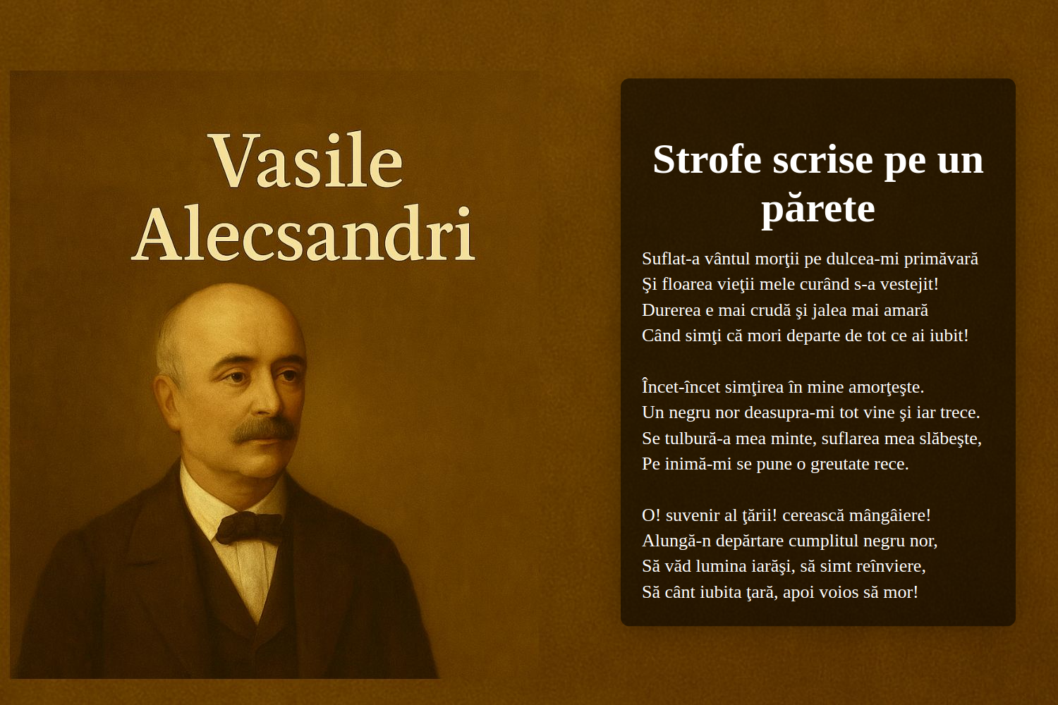 Strofe scrise pe un părete