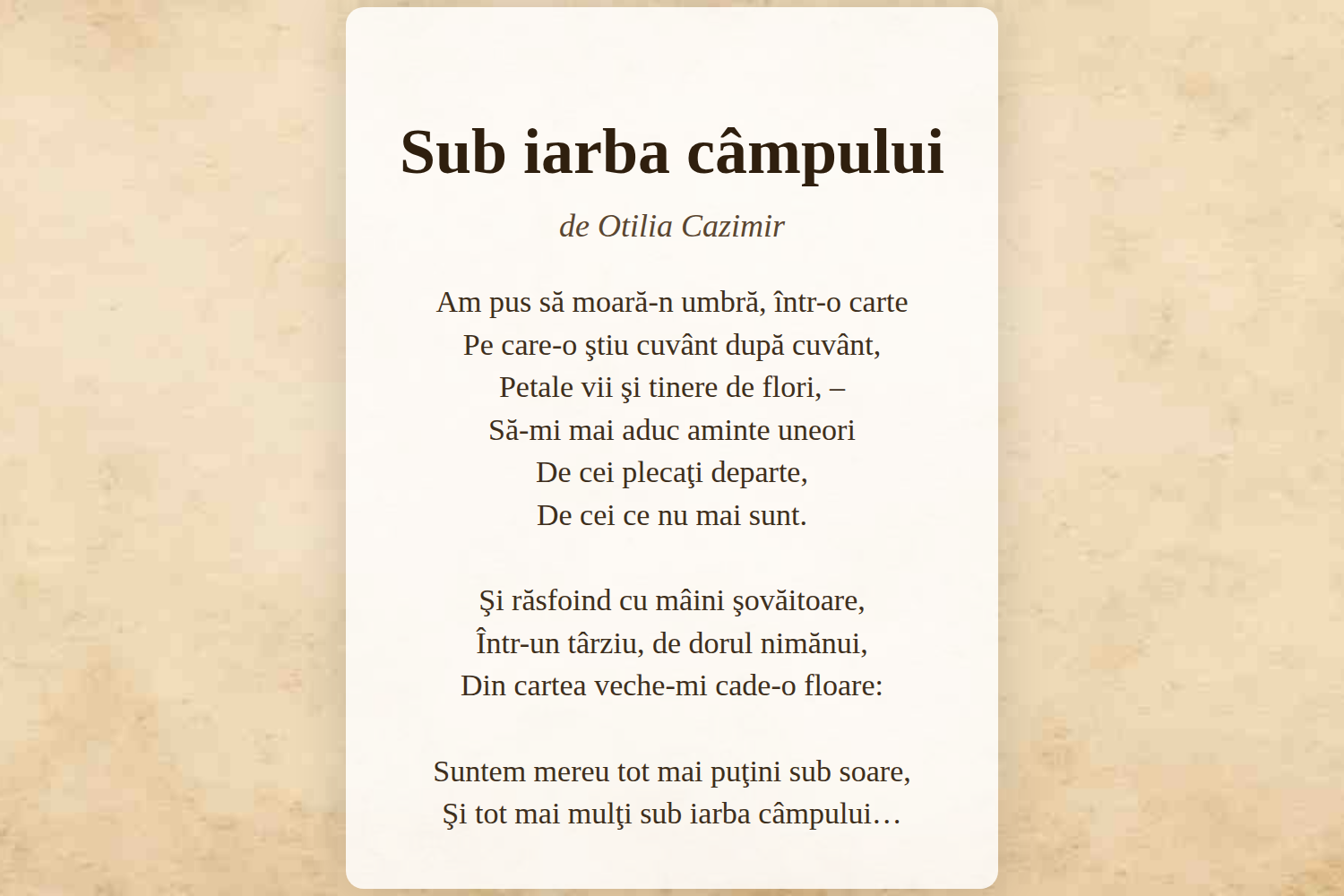 Sub iarba câmpului