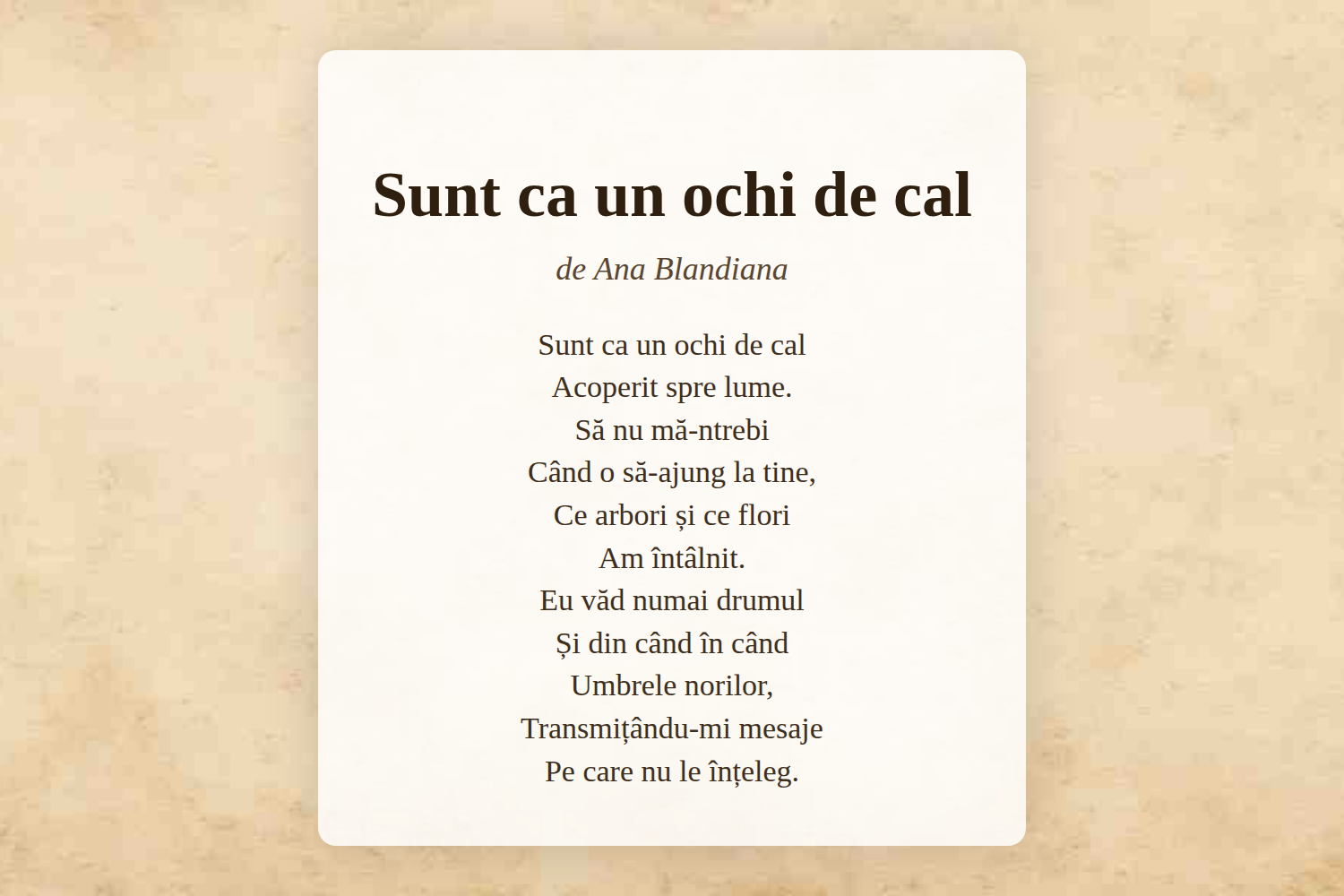 Sunt ca un ochi de cal