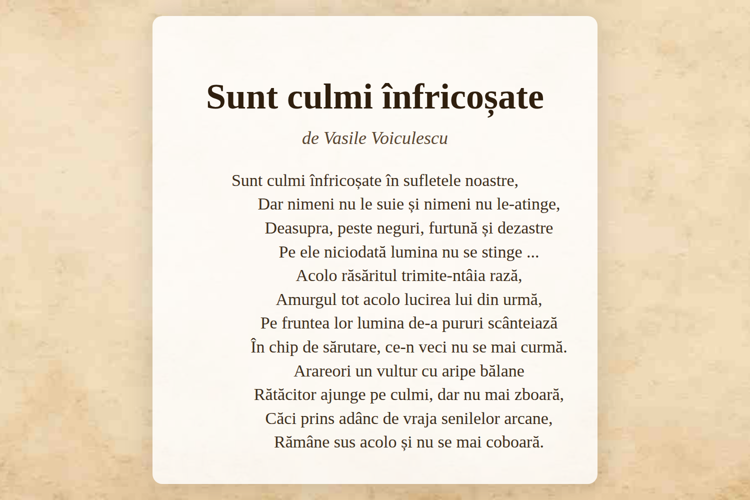 Sunt culmi înfricoșate