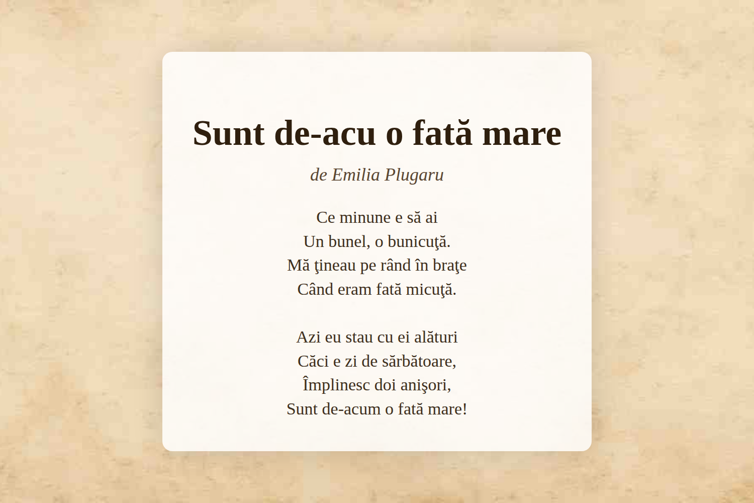 Sunt de-acu o fată mare