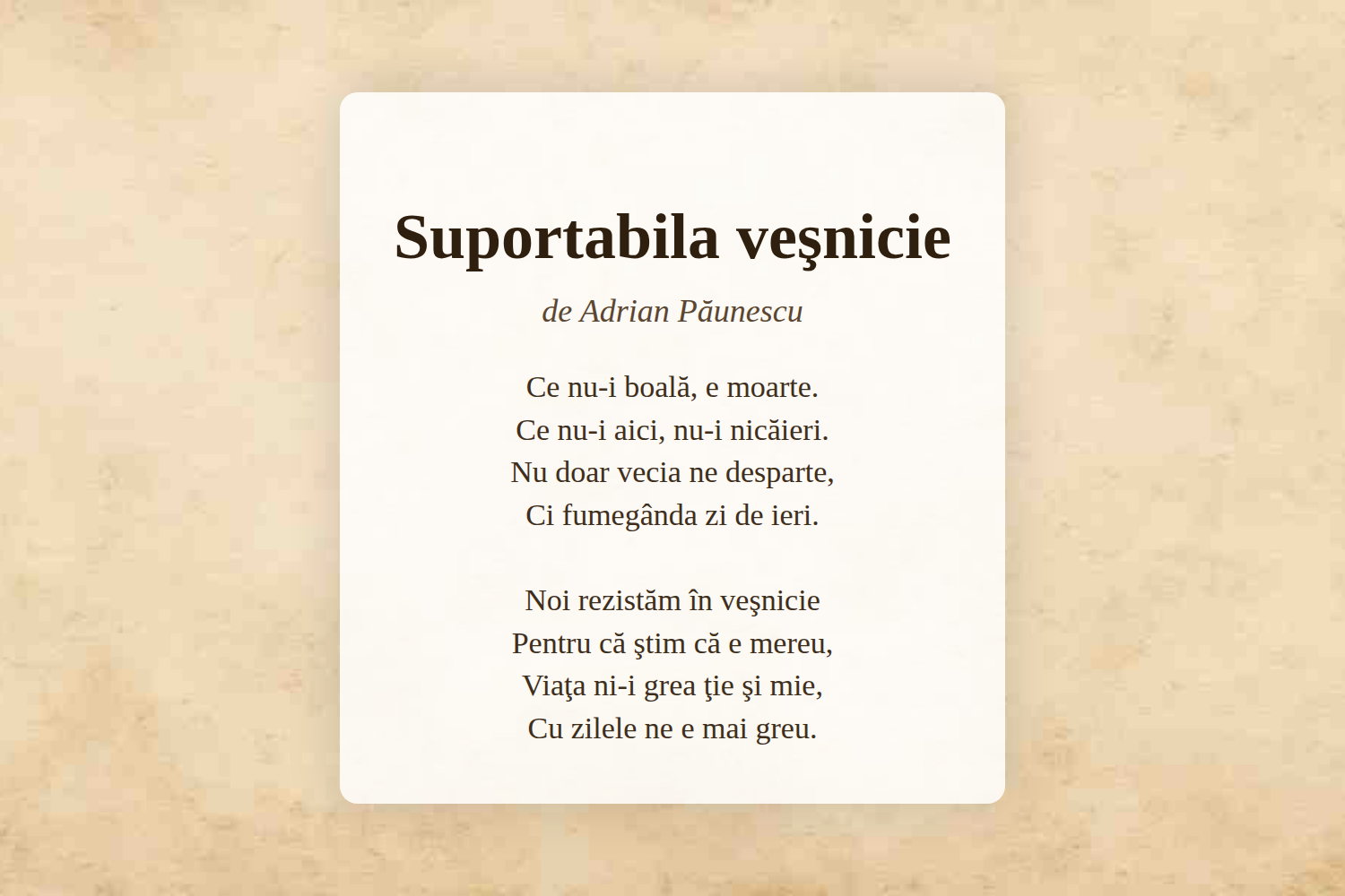 Suportabila veşnicie