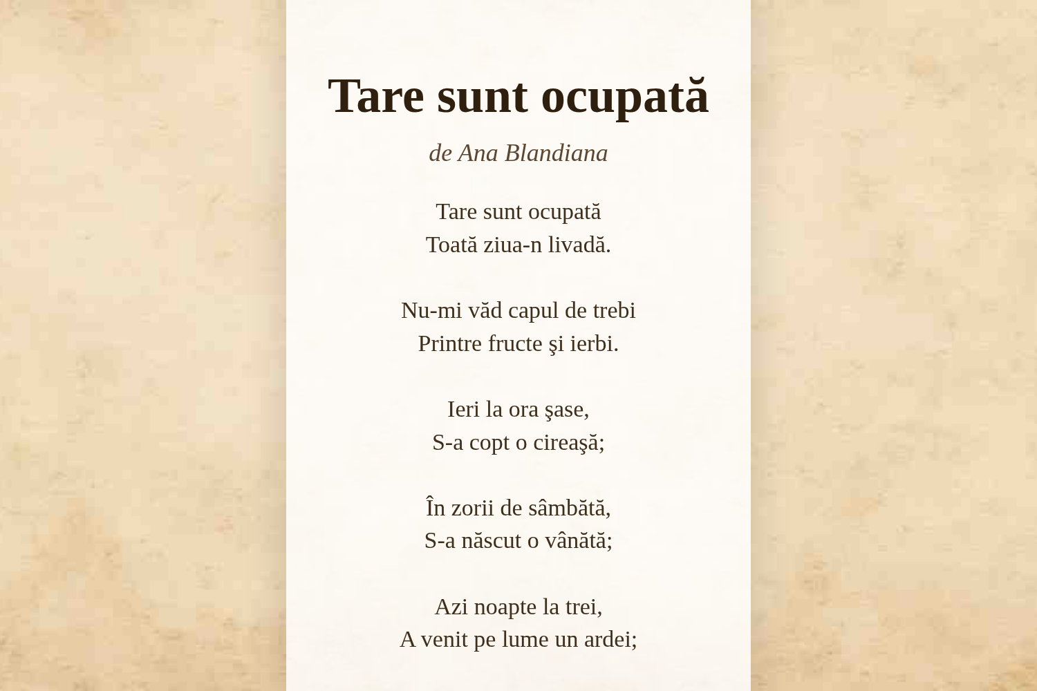 Tare sunt ocupată