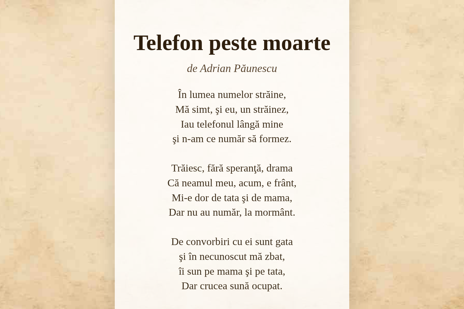 Telefon peste moarte