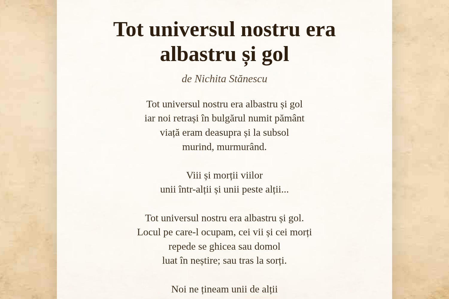 Tot universul nostru era albastru și gol