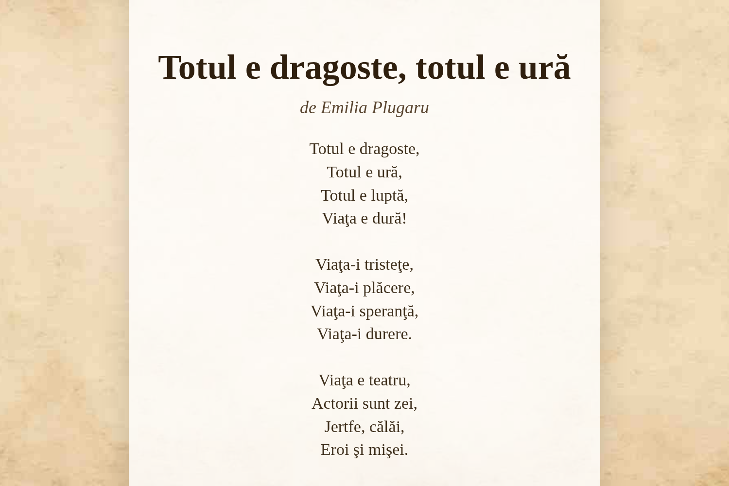 Totul e dragoste, totul e ură