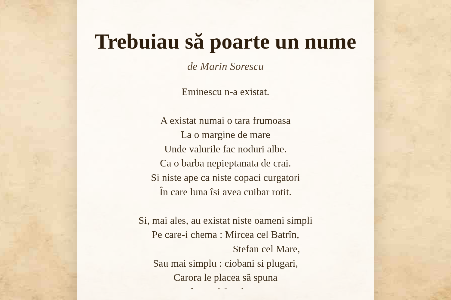 Trebuiau să poarte un nume